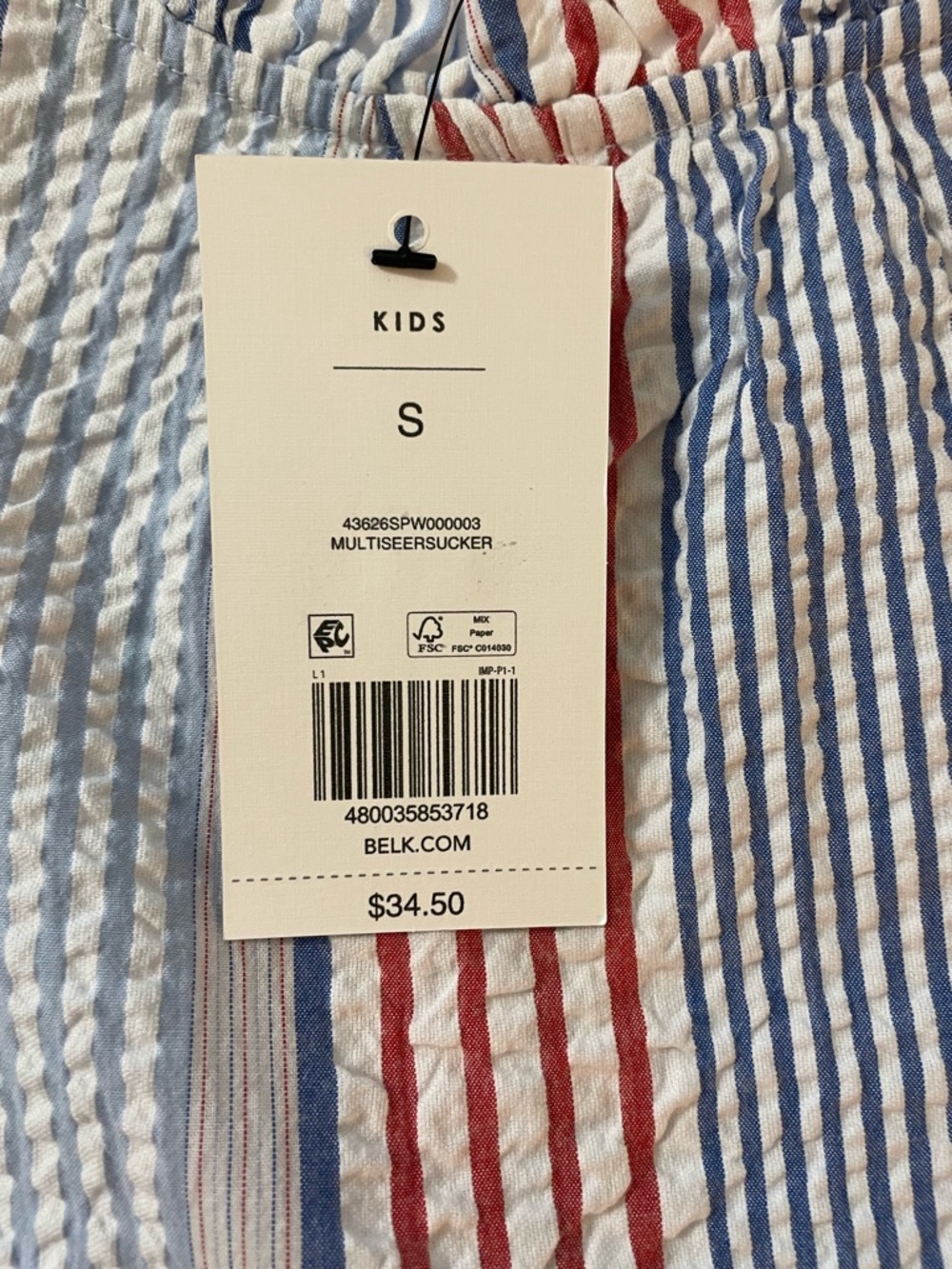 crown & ivy Red, Navy & Light Blue Vertical Stripe Seersucker Top - Picture 5 of 5
